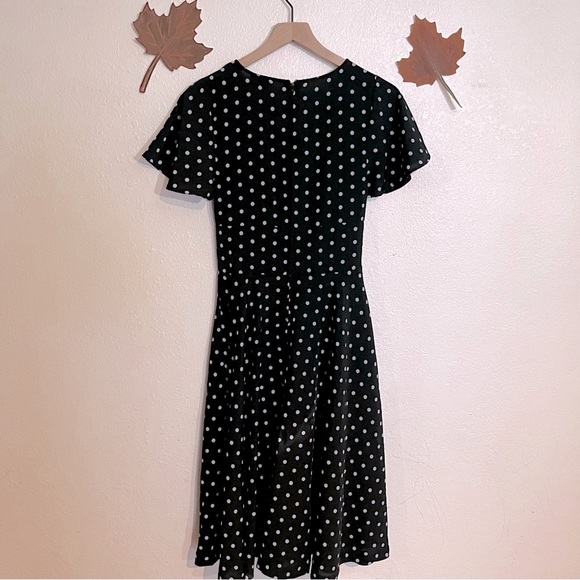 Unique Vintage Black & Blue Polka Dot Maxi Dress Size S/4 - Picture 6 of 6